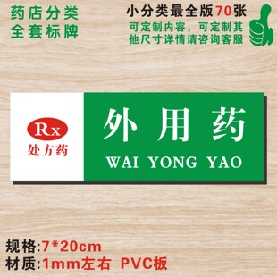 外用药处方药店分类牌药品分类标签药房药柜标识标志牌咨询牌定做