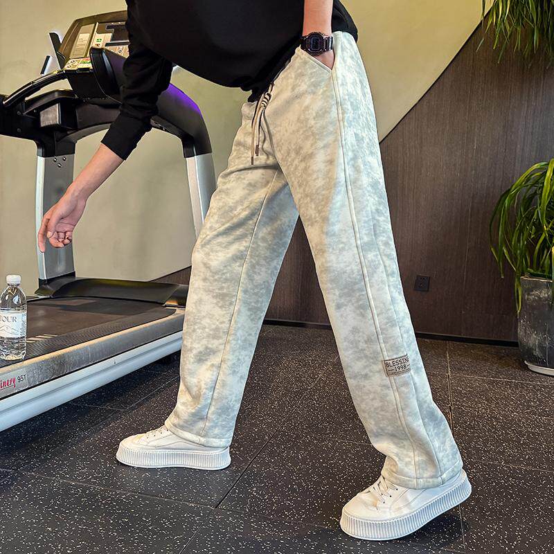 运动卫裤男秋冬季加绒脏脏裤宽松直筒加厚休闲裤子高级感男装长裤