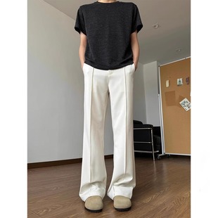 2025夏季新款冰丝凉感西裤男款韩版小众高级微喇裤垂坠感高腰长裤