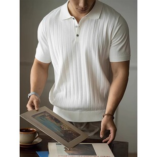 轻奢老钱风短袖polo衫男款夏季潮牌痞帅商务休闲针织百搭半袖T恤