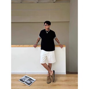 2025新款白色直筒牛仔短裤男生夏季高级感百搭潮流五分中裤休闲裤