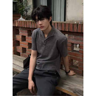 夏季新款罗马格意式一片领短袖polo衫男款高级感痞帅百搭t恤上衣