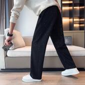 子男2025春秋季 新款 满天星设计宽松直筒瘦高街休闲裤 黑色裤 卫裤 潮