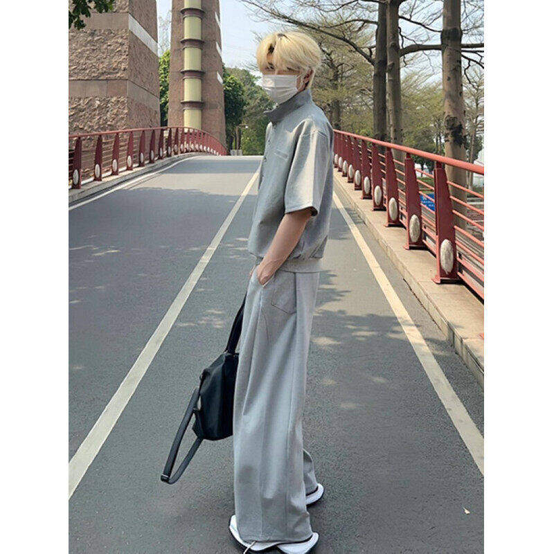 夏季短袖裤子套款男潮牌痞帅韩系穿搭高级感休闲男装搭配一整套潮