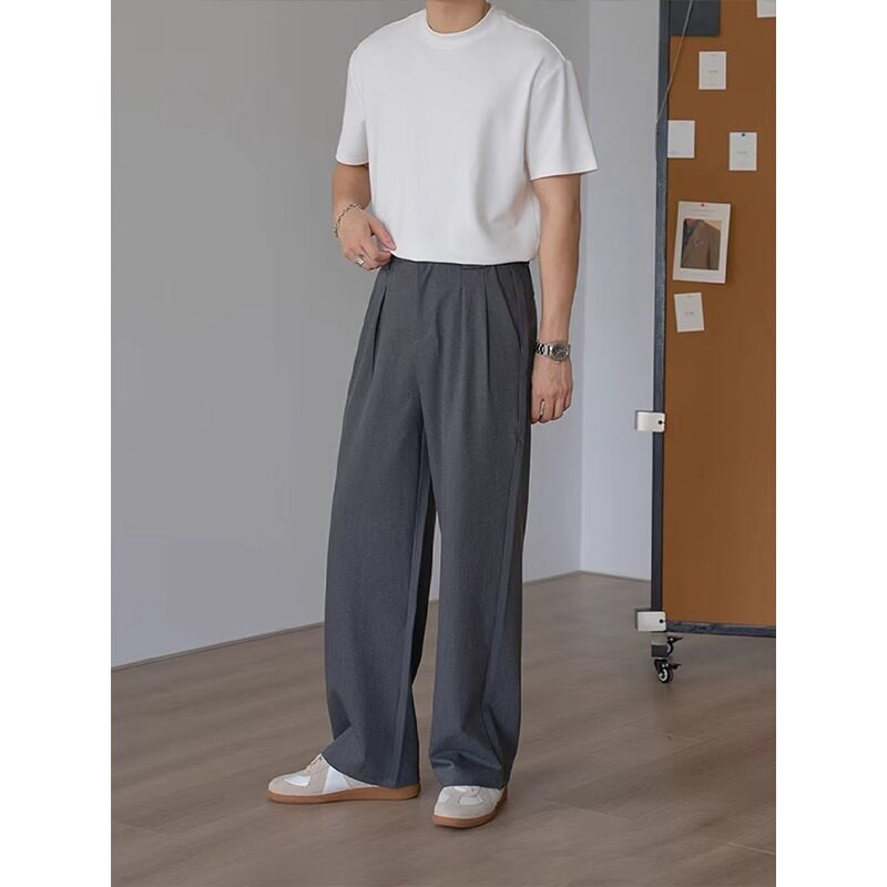 2025夏季新款韩版灰色直筒西裤男款高级感痞帅休闲裤宽松长裤子