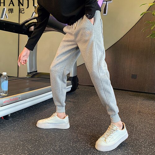 加绒束脚男士运动长裤子