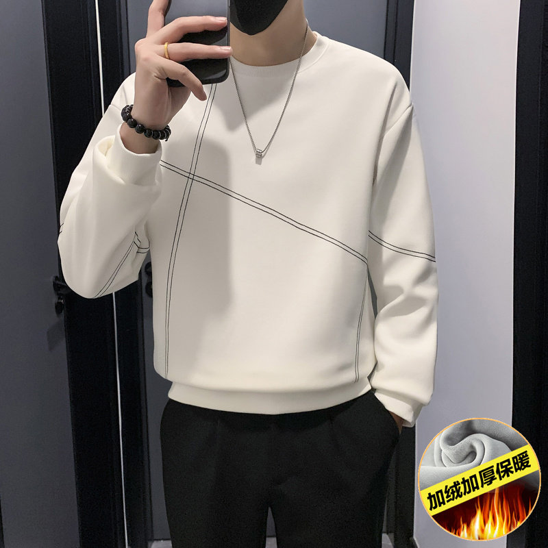 卫衣男士秋冬季款高级感痞帅长袖打底衫男装潮牌加绒加厚外套上衣