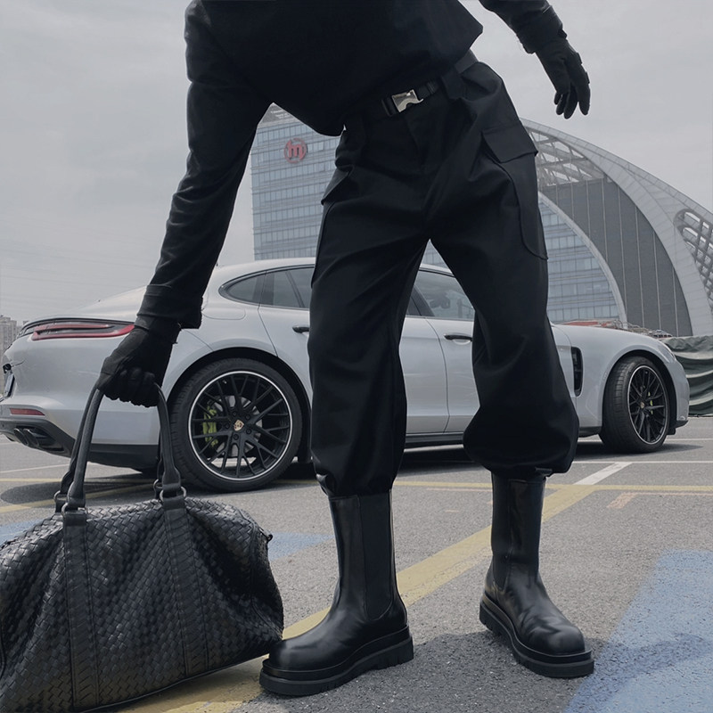 搭配马丁靴的裤子男士春秋季新款潮牌束脚九分工装裤休闲哈伦长裤