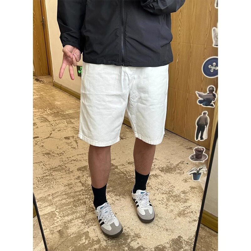 2025新款白色直筒牛仔短裤男款夏季潮牌痞帅高级感百搭五分中裤