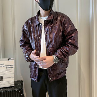 皮夹克男士秋装男款2024新款爆款翻领休闲PU皮外套春天潮牌上衣服