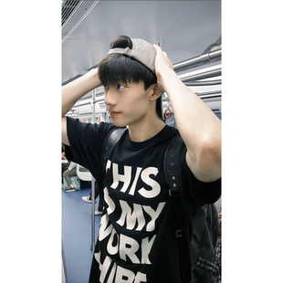 夏季新款ins风高街字母印花短袖男潮流痞帅高级感T恤宽松百搭上衣