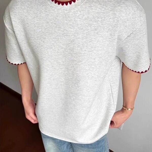 美式曼巴棉贝壳刺绣短袖t恤男款25年夏季轻薄休闲百搭半袖上衣潮