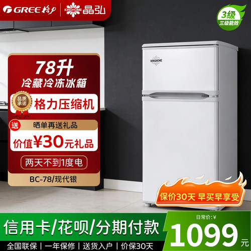 格力冰箱两门78升省电节能迷你