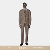 套装 SUITSUPPLY西服中棕色羊毛桑蚕丝混纺合体身型男士 西装