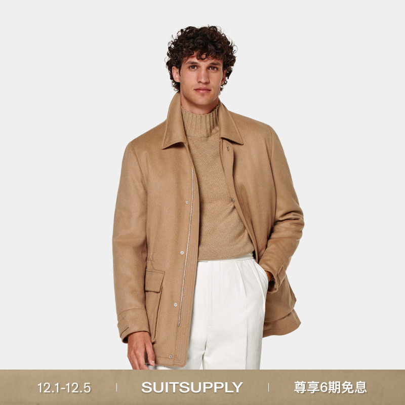 Suitsupply中棕色骆驼绒猎装外套