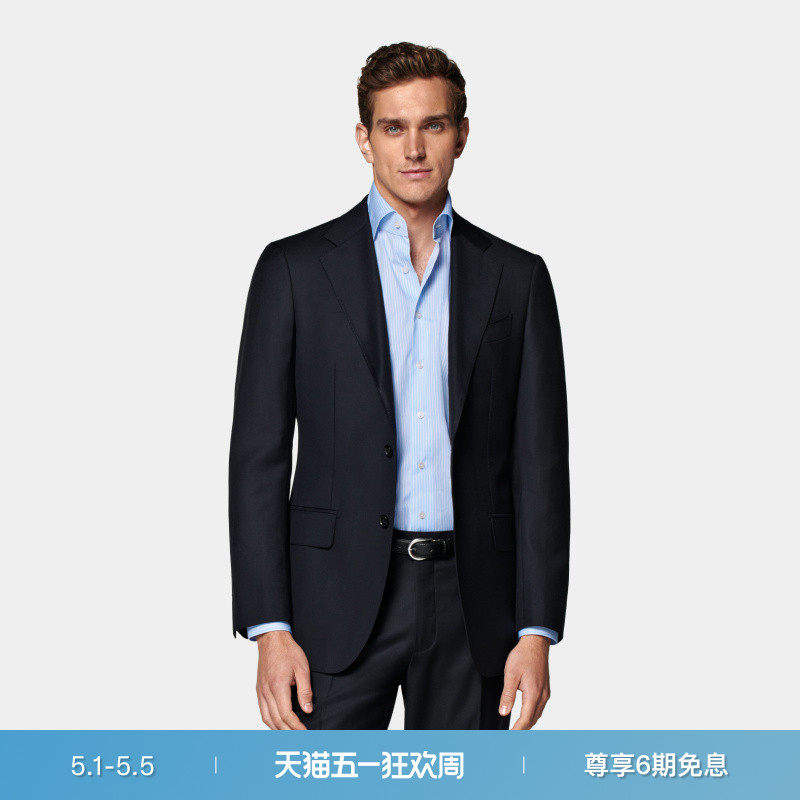 SUITSUPPLY藏青色S110支羊毛西服外套男士西装上衣