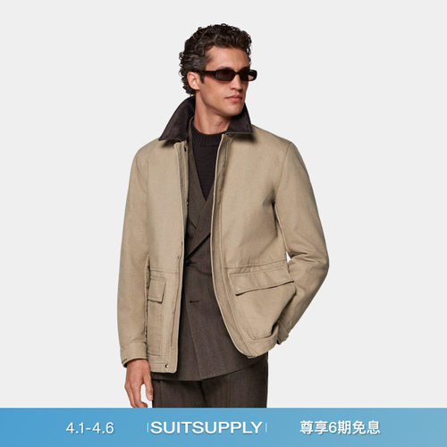 SUITSUPPLY-沙砾色棉商务休闲夹克外套