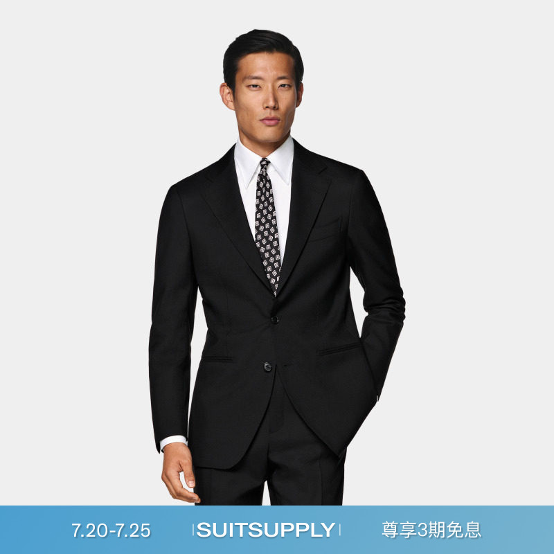 26夏季新品SUITSUPPLY黑色热带羊毛单排扣西装上衣外套