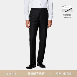 正装 SUITSUPPLY秋黑色S110支羊毛直筒男士 礼服长裤