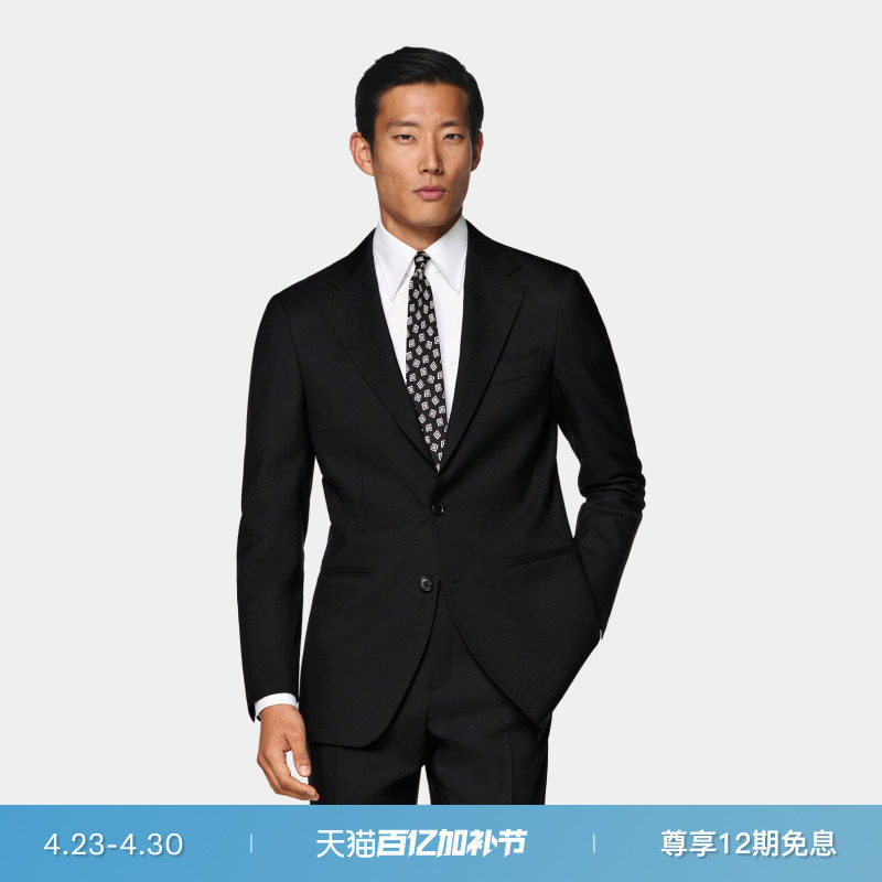 26春夏新品SUITSUPPLY黑色热带羊毛单排扣西装上衣外套