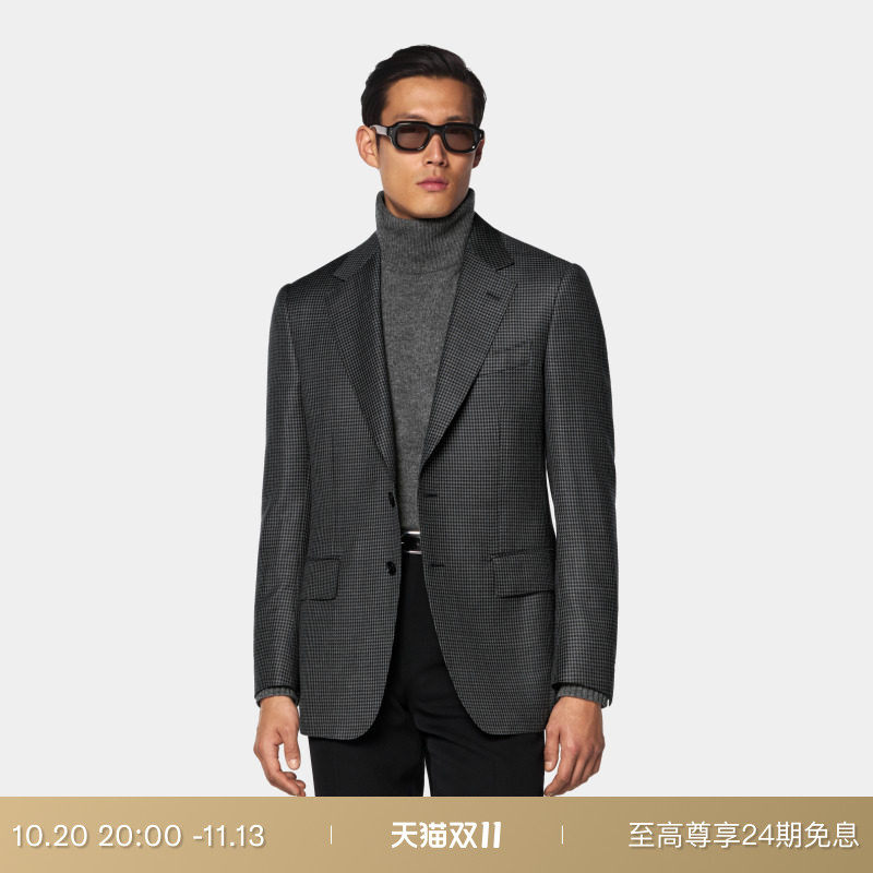 26秋季新品SUITSUPPLY中灰色羊毛马海毛商务休闲西装上衣外套
