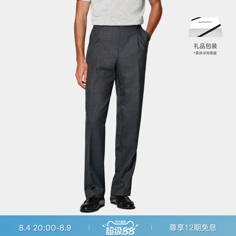 26夏季新品SUITSUPPLY深灰色热带羊毛西裤 - 实物图