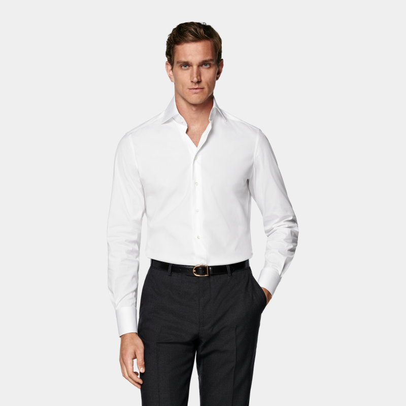 Suitsupply白色棉混纺衬衫