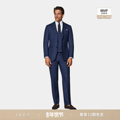 SUITSUPPLY西服中蓝色羊毛混纺身型男士 经典 西装 套装