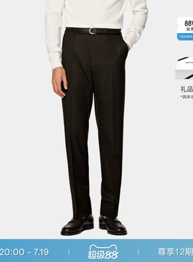 SUITSUPPLY-深棕色S120支羊毛直筒长裤