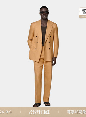 26春季新品SUITSUPPLY橙色羊毛混纺双排扣前褶西装套装