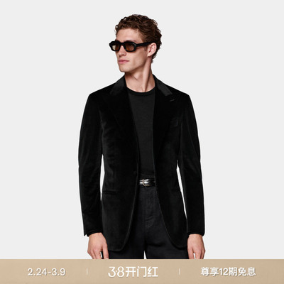 Suitsupply黑色棉混纺西装上衣