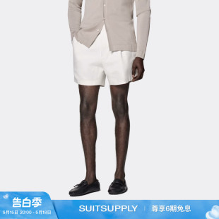 SUITSUPPLY米白色棉直筒阔腿男士 休闲短裤 新款 24夏季