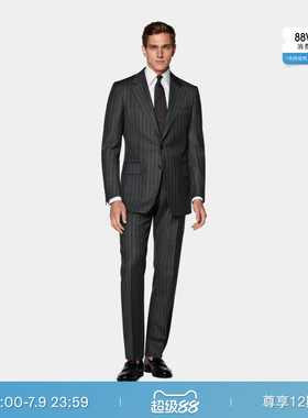 26夏季新品SUITSUPPLY深灰色S130支羊毛男士合体身型西装套装