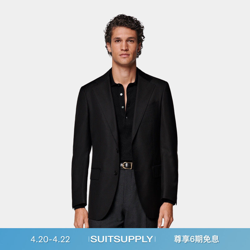 SUITSUPPLY黑色西服外套S110支羊毛男士西装上衣
