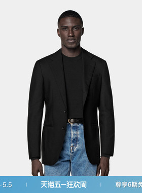 SUITSUPPLY黑色Traveller四股羊毛易打理男西装上衣