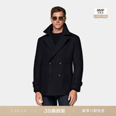 SUITSUPPLY 藏青色羊毛毛呢大衣外套