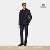 26春季 套装 新品 SUITSUPPLY藏青色S130支羊毛混纺条纹合体身型西装