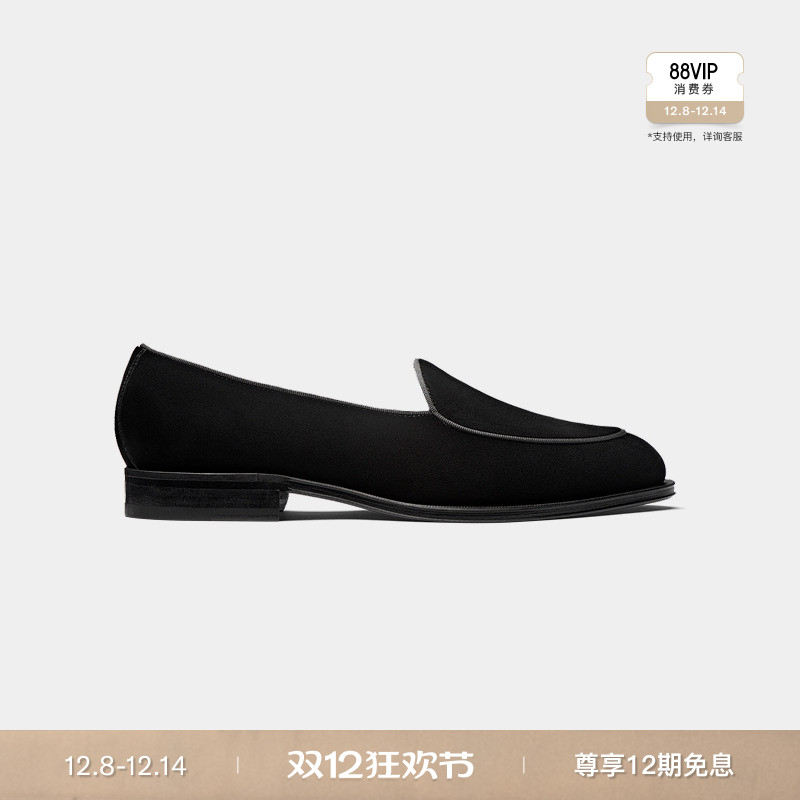 SUITSUPPLY黑色棉绒乐福鞋