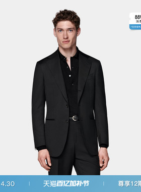SUITSUPPLY黑色S110支羊毛西服男士正装西装上衣外套
