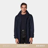 SUITSUPPLY藏青色羊毛休闲男士 风衣外套休闲宽松易搭