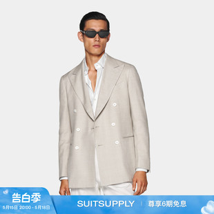 上衣桑蚕丝棉混纺西服修身 24夏季 SUITSUPPLY浅灰褐色西装 新款 男士