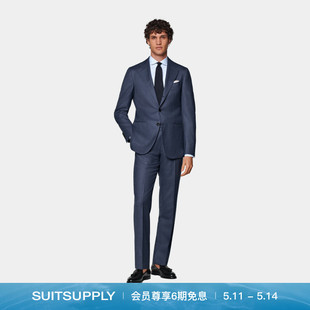 四季 套装 西装 SUITSUPPLY中蓝色S130支羊毛西服修身 商务男士 款