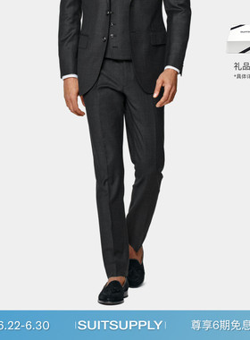 SUITSUPPLY灰色S110支羊毛直筒修身商务男士长裤