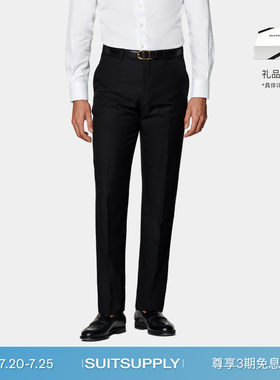 Suitsupply黑色S110支羊毛长裤