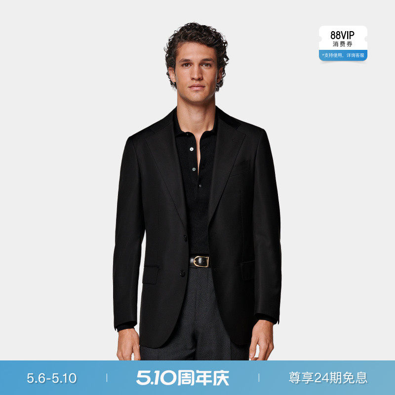 SUITSUPPLY黑色西服外套S110支羊毛男士西装上衣
