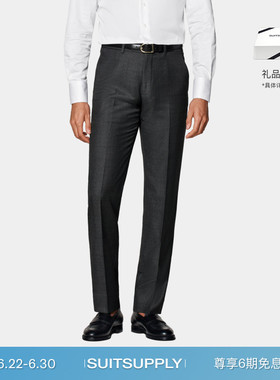 SUITSUPPLY深灰色S110支羊毛直筒男士长裤经典款
