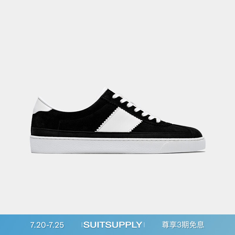 SUITSUPPLY黑色绒面运动球鞋板鞋牛皮革男士