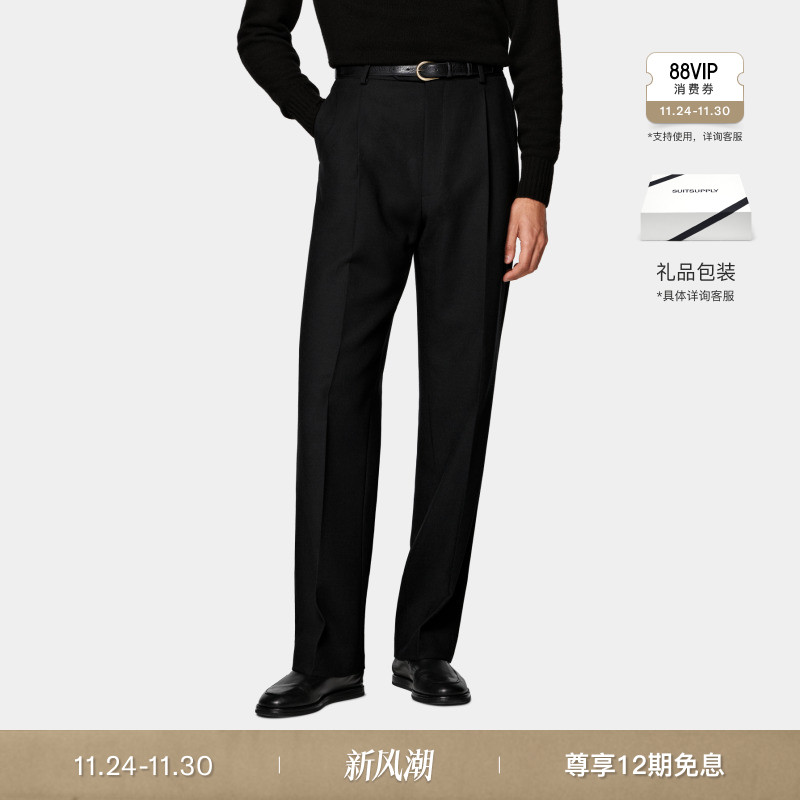 SUITSUPPLY黑色羊毛长裤