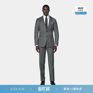 套装 26春夏新品 SUITSUPPLY深灰色S130支羊毛格纹合体身型西装