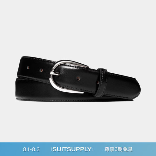 Suitsupply黑色牛皮革皮带